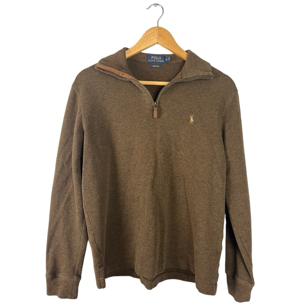 Polo by Ralph Lauren Estate Rib Brown Half Zip Sweater | Size Small